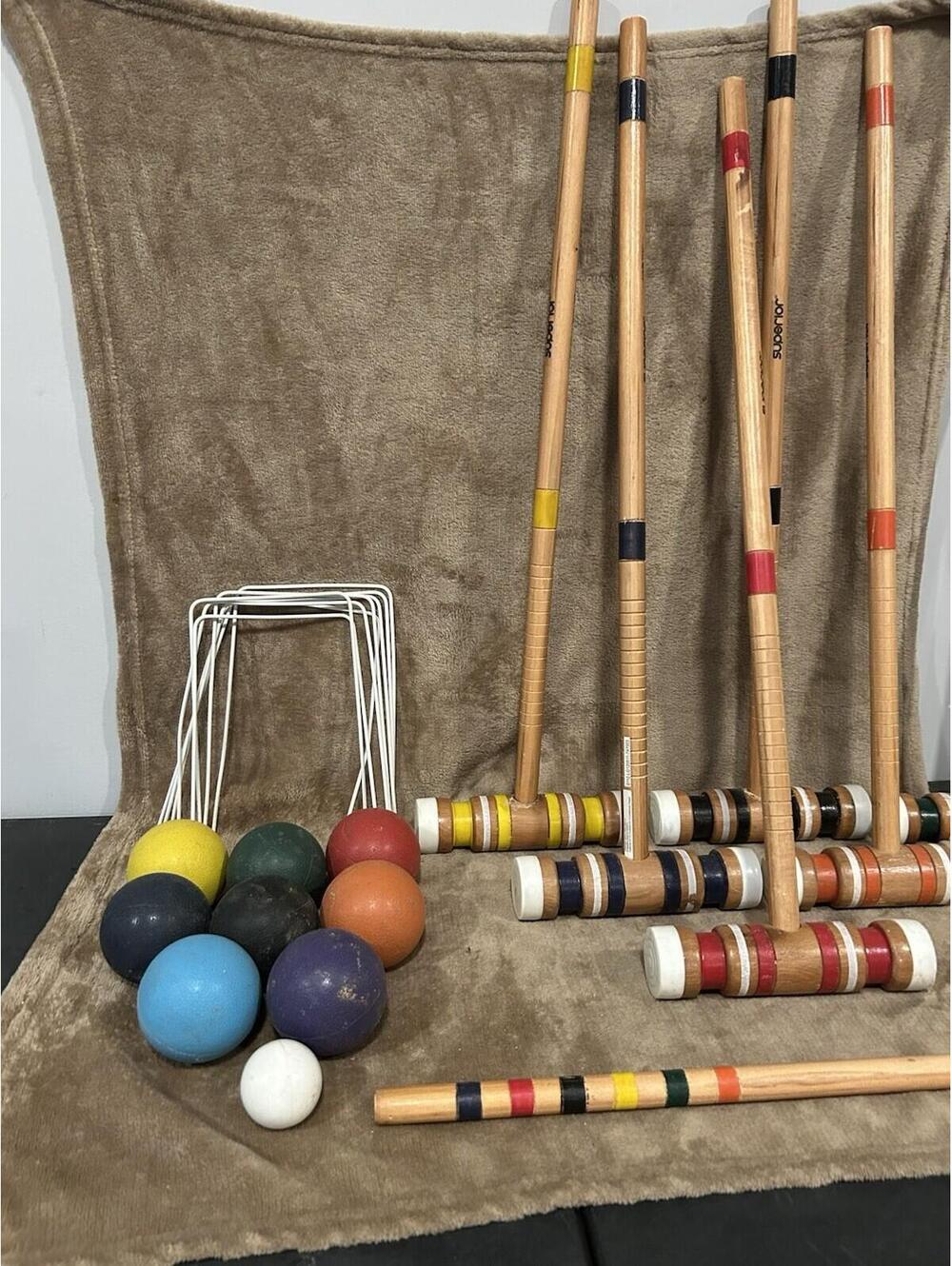 Superior CROQUET BOCCE BALL SET 6 Player Everything Included That Is In Pics